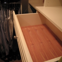 Aromatic cedar drawer bottoms allow for a less expensive alternative to cabinet backs. Drawer bottoms are 1/4